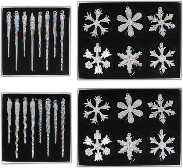 Joyin 28pcs Glass Snowflake And Icicle Christmas Ornaments 5 Joyin 28pcs Glass Snowflake And Icicle Christmas Ornaments - Image 3