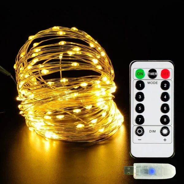 Joiedomi 200 LED Warm White Led USB Operated Fairy Lights 66ft 4 Joiedomi 200 LED Warm White Led USB Operated Fairy Lights 66ft - Image 2