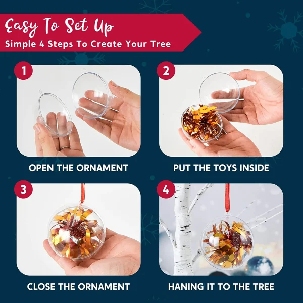 Joiedomi 20Pcs Clear Plastic Ball Ornaments 2.76in 8 Joiedomi 20Pcs Clear Plastic Ball Ornaments 2.76in - Image 6