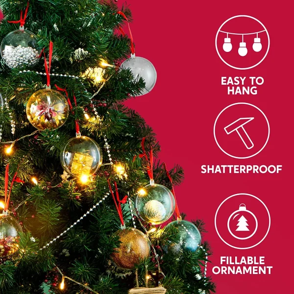 Joiedomi 20Pcs Clear Plastic Ball Ornaments 2.76in 4 Joiedomi 20Pcs Clear Plastic Ball Ornaments 2.76in - Image 2