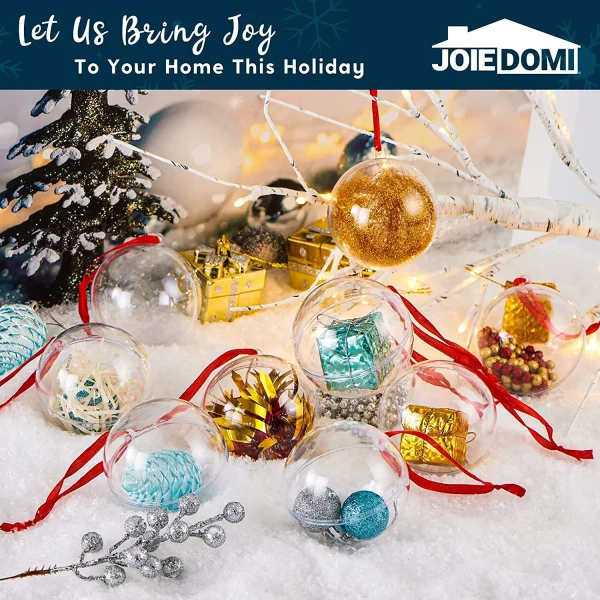 Joiedomi 20Pcs Clear Plastic Ball Ornaments 2.76in 7 Joiedomi 20Pcs Clear Plastic Ball Ornaments 2.76in - Image 5