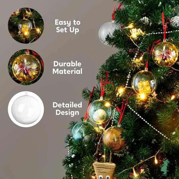 Joiedomi 20Pcs Clear Plastic Ball Ornaments 2.76in 6 Joiedomi 20Pcs Clear Plastic Ball Ornaments 2.76in - Image 4