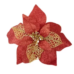 Joyin 22pcs Glittered Christmas Artificial Poinsettias With Clips
