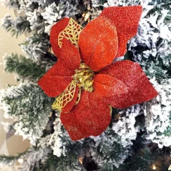 Joyin 22pcs Glittered Christmas Artificial Poinsettias With Clips -Christmas Ornaments Sales Store 22 Artificial Poinsettia Christmas Flowers 5 result 600x600 1