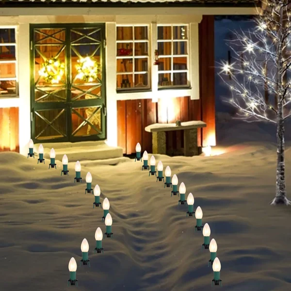 Joiedomi 24pcs Christmas Warm White C9 Pathway Marker 30.75ft 3 Joiedomi 24pcs Christmas Warm White C9 Pathway Marker 30.75ft