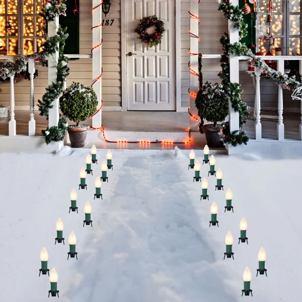 Joiedomi 24pcs Christmas Warm White C9 Pathway Marker 30.75ft 8 Joiedomi 24pcs Christmas Warm White C9 Pathway Marker 30.75ft - Image 6