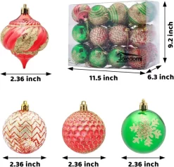 Joiedomi 24pcs Red Green And Gold Christmas Ball Ornaments -Christmas Ornaments Sales Store 24 Pcs Christmas Ball Glitter Ornaments Set 3 result 600x575 1