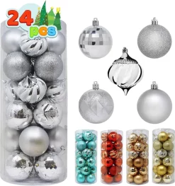 Joiedomi 24pcs Silver Shatterproof Christmas Ball Ornaments 3.15in -Christmas Ornaments Sales Store 24 Pcs Christmas Ball Ornaments Silver 2 result 600x639 1