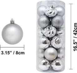 Joiedomi 24pcs Silver Shatterproof Christmas Ball Ornaments 3.15in -Christmas Ornaments Sales Store 24 Pcs Christmas Ball Ornaments Silver 4 result 600x569 1