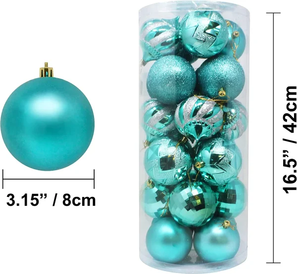 Joiedomi 24pcs Teal Christmas Ball Ornaments 6 Joiedomi 24pcs Teal Christmas Ball Ornaments - Image 4