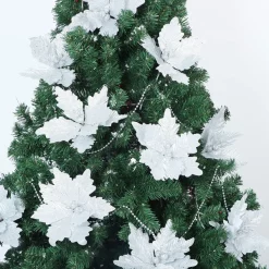 Joiedomi 24pcs Christmas Silver Poinsettia Flowers