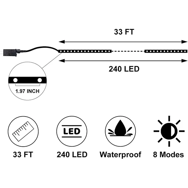 Joiedomi 240 LED Warm White Led Rope Lights Strip Lights 33ft 6 Joiedomi 240 LED Warm White Led Rope Lights Strip Lights 33ft - Image 4
