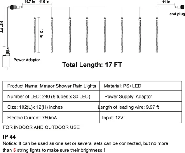 Joiedomi 8 Tubes (12in) Christmas Falling Rain Drop Icicle String Lights 5 Joiedomi 8 Tubes (12in) Christmas Falling Rain Drop Icicle String Lights - Image 3