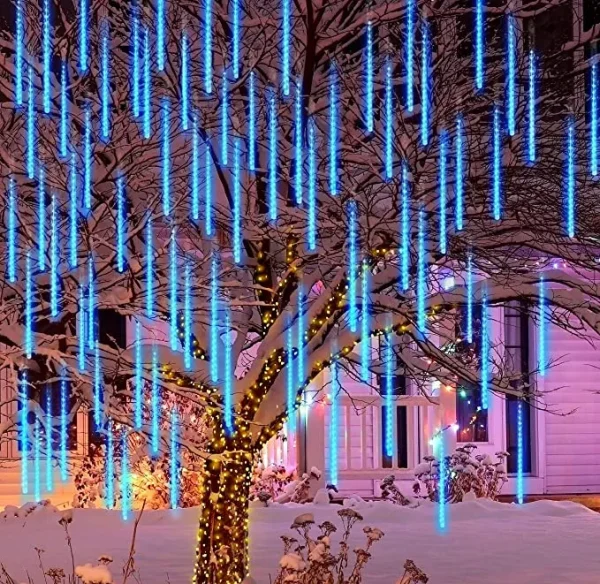 Joiedomi 8 Tubes (12in) Christmas Falling Rain Drop Icicle String Lights 4 Joiedomi 8 Tubes (12in) Christmas Falling Rain Drop Icicle String Lights - Image 2