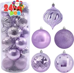 Joiedomi 24pcs Lavender Christmas Ball Ornaments 3.15in -Christmas Ornaments Sales Store 24Pcs Basic Christmas Ball Ornaments 3.15in Lavender 2 600x587 1