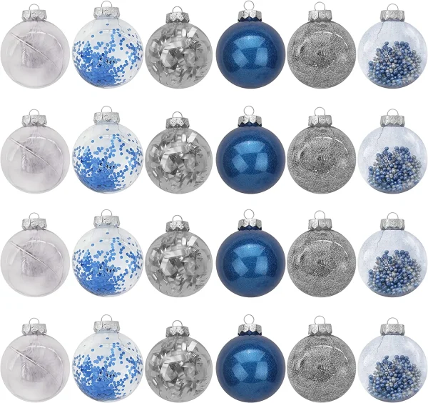 Joiedomi 24pcs Hanging Plastic Blue Christmas Ornaments 3.15in 4 Joiedomi 24pcs Hanging Plastic Blue Christmas Ornaments 3.15in - Image 2
