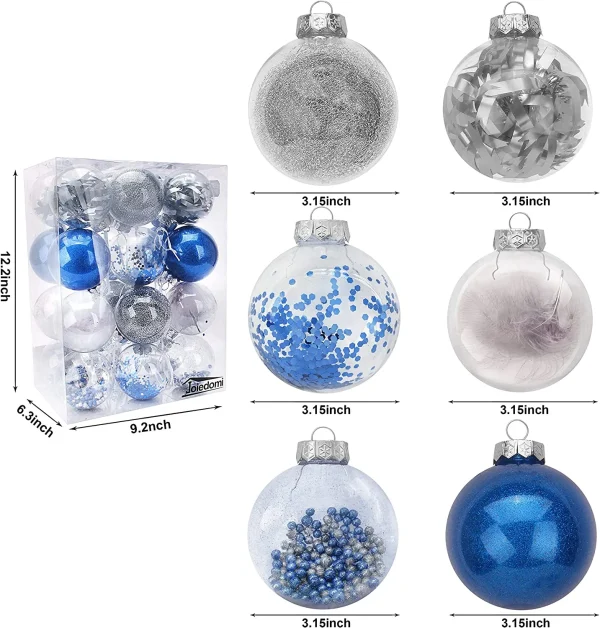 Joiedomi 24pcs Hanging Plastic Blue Christmas Ornaments 3.15in 5 Joiedomi 24pcs Hanging Plastic Blue Christmas Ornaments 3.15in - Image 3