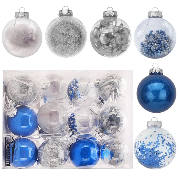 Joiedomi 24pcs Hanging Plastic Blue Christmas Ornaments 3.15in 3 Joiedomi 24pcs Hanging Plastic Blue Christmas Ornaments 3.15in