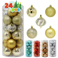Joiedomi 24pcs Gold Christmas Ball Ornaments 7 Joiedomi 24pcs Gold Christmas Ball Ornaments -Christmas Ornaments Sales Store 24Pcs Christmas Ball Ornaments Gold 2 result 600x600 1