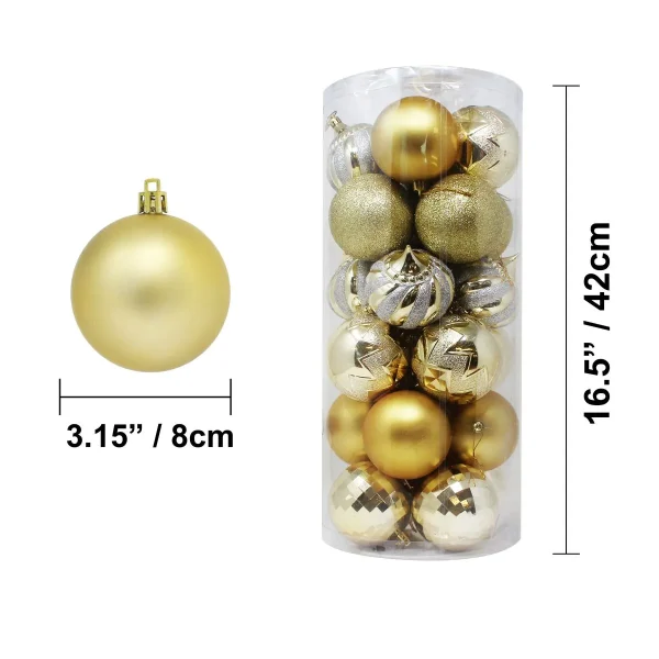 Joiedomi 24pcs Gold Christmas Ball Ornaments 6 Joiedomi 24pcs Gold Christmas Ball Ornaments - Image 4