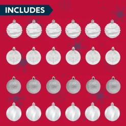 Joiedomi 24pcs Silver And White Christmas Ball Ornaments -Christmas Ornaments Sales Store 24Pcs Christmas Ball Ornaments Silver and White 3 600x600 1