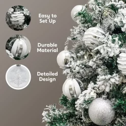 Joiedomi 24pcs Silver And White Christmas Ball Ornaments -Christmas Ornaments Sales Store 24Pcs Christmas Ball Ornaments Silver and White 5 600x600 1