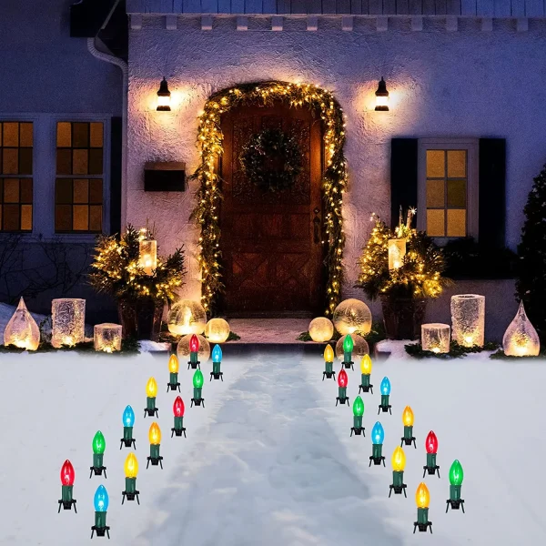 Joiedomi 24pcs Multicolor Christmas Pathway Marker String Lights 3 Joiedomi 24pcs Multicolor Christmas Pathway Marker String Lights