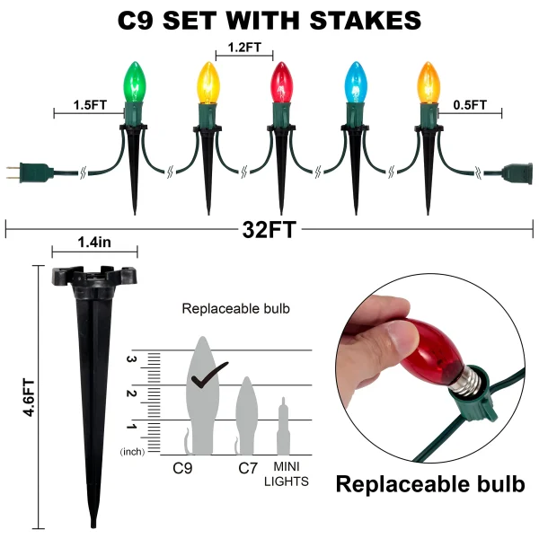 Joiedomi 24pcs Multicolor Christmas Pathway Marker String Lights 6 Joiedomi 24pcs Multicolor Christmas Pathway Marker String Lights - Image 4