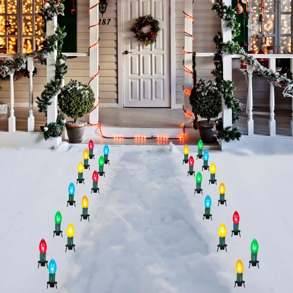 Joiedomi 24pcs Multicolor Christmas Pathway Marker String Lights 8 Joiedomi 24pcs Multicolor Christmas Pathway Marker String Lights - Image 6