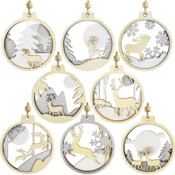 Joiedomi 24pcs Christmas Wooden Reindeer Ornaments