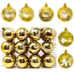 Joiedomi 24pcs Gold Christmas Ball Ornaments With Glitters