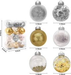 Joiedomi 24pcs Gold Clear Plastic Christmas Ball Ornaments -Christmas Ornaments Sales Store 24Pcs Gold Plastic Clear Ball Ornaments with Filling 4 result 600x628 1