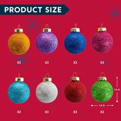 Joiedomi 24pcs Mini Christmas Glitter Ball Ornaments -Christmas Ornaments Sales Store 24Pcs Mini Christmas Glass Ball Ornaments 1