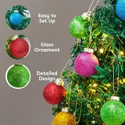 Joiedomi 24pcs Mini Christmas Glitter Ball Ornaments -Christmas Ornaments Sales Store 24Pcs Mini Christmas Glass Ball Ornaments 4