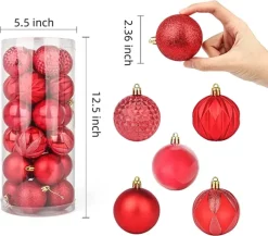 Joiedomi 24pcs Red Christmas Ball Ornaments -Christmas Ornaments Sales Store 24Pcs Red Christmas Ball Ornaments 2 6 600x527 1
