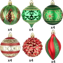 Joiedomi 24pcs Assorted Christmas Ball Ornaments 2.3in -Christmas Ornaments Sales Store 24Pcs Red Green amp Gold Glitter Ball 2.36in 3 result 600x601 1