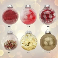 Joiedomi 24pcs Clear Plastic Red And Gold Christmas Ornaments 3.15in -Christmas Ornaments Sales Store 24Pcs Red Plastic Clear Ball Ornaments with Filling 5 result 600x600 1