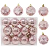 Joiedomi 24pcs Glitter Rose Gold Christmas Ball Ornaments 2.36in