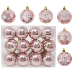 Joiedomi 24pcs Glitter Rose Gold Christmas Ball Ornaments 2.36in