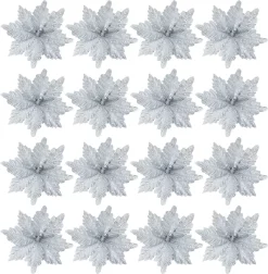 Joiedomi 24pcs Christmas Silver Poinsettia Flowers 10 Joiedomi 24pcs Christmas Silver Poinsettia Flowers -Christmas Ornaments Sales Store 24Pcs Silver Poinsettia Flowers with Clips and Glitter 结果 600x612 1