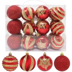 Joiedomi 24pcs Red And Gold Christmas Ball Ornaments