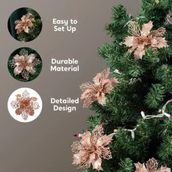 Joiedomi 24pcs Rose Gold Christmas Poinsettia Flower Decorations -Christmas Ornaments Sales Store 24pcs Rose Gold Christmas Poinsettia Flower Decorations 2 600x600 1