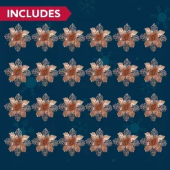 Joiedomi 24pcs Rose Gold Christmas Poinsettia Flower Decorations -Christmas Ornaments Sales Store 24pcs Rose Gold Christmas Poinsettia Flower Decorations 4 600x600 1