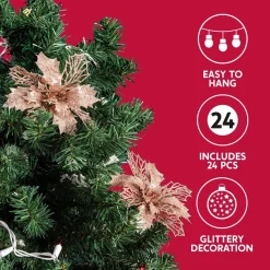 Joiedomi 24pcs Rose Gold Christmas Poinsettia Flower Decorations -Christmas Ornaments Sales Store 24pcs Rose Gold Christmas Poinsettia Flower Decorations 5 600x600 1