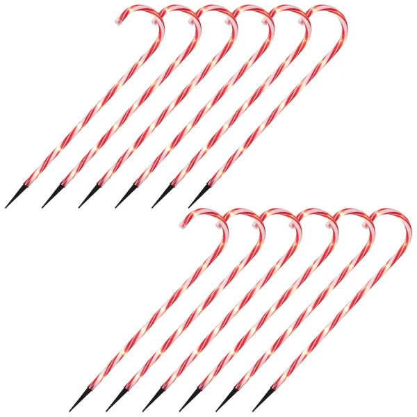 Joiedomi 12pcs Thin Red Candy Cane Christmas Pathway Lights 28in 5 Joiedomi 12pcs Thin Red Candy Cane Christmas Pathway Lights 28in - Image 3