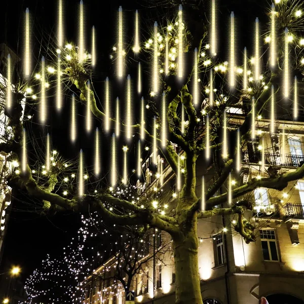 Joiedomi 3x 8 Tubes (12in) Christmas Meteor Shower Rain Lights, Warm White 3 Joiedomi 3x 8 Tubes (12in) Christmas Meteor Shower Rain Lights, Warm White