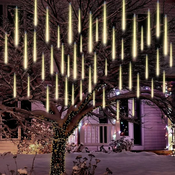 Joiedomi 3x 8 Tubes (12in) Christmas Meteor Shower Rain Lights, Warm White 8 Joiedomi 3x 8 Tubes (12in) Christmas Meteor Shower Rain Lights, Warm White - Image 6