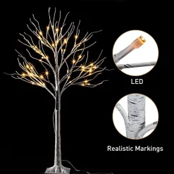 Joiedomi 2x 4ft White Birch Tree With 64 LED Lights 10 Joiedomi 2x 4ft White Birch Tree With 64 LED Lights -Christmas Ornaments Sales Store 2Pcs 64 LED White Birch Tree with Lights 4ft 5