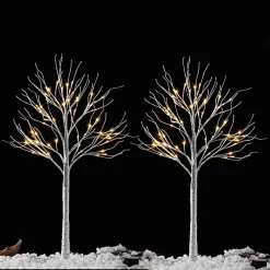 Joiedomi 2x 4ft White Birch Tree With 64 LED Lights