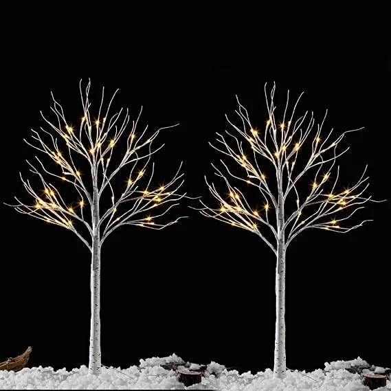 Joiedomi 2x 4ft White Birch Tree With 64 LED Lights 3 Joiedomi 2x 4ft White Birch Tree With 64 LED Lights